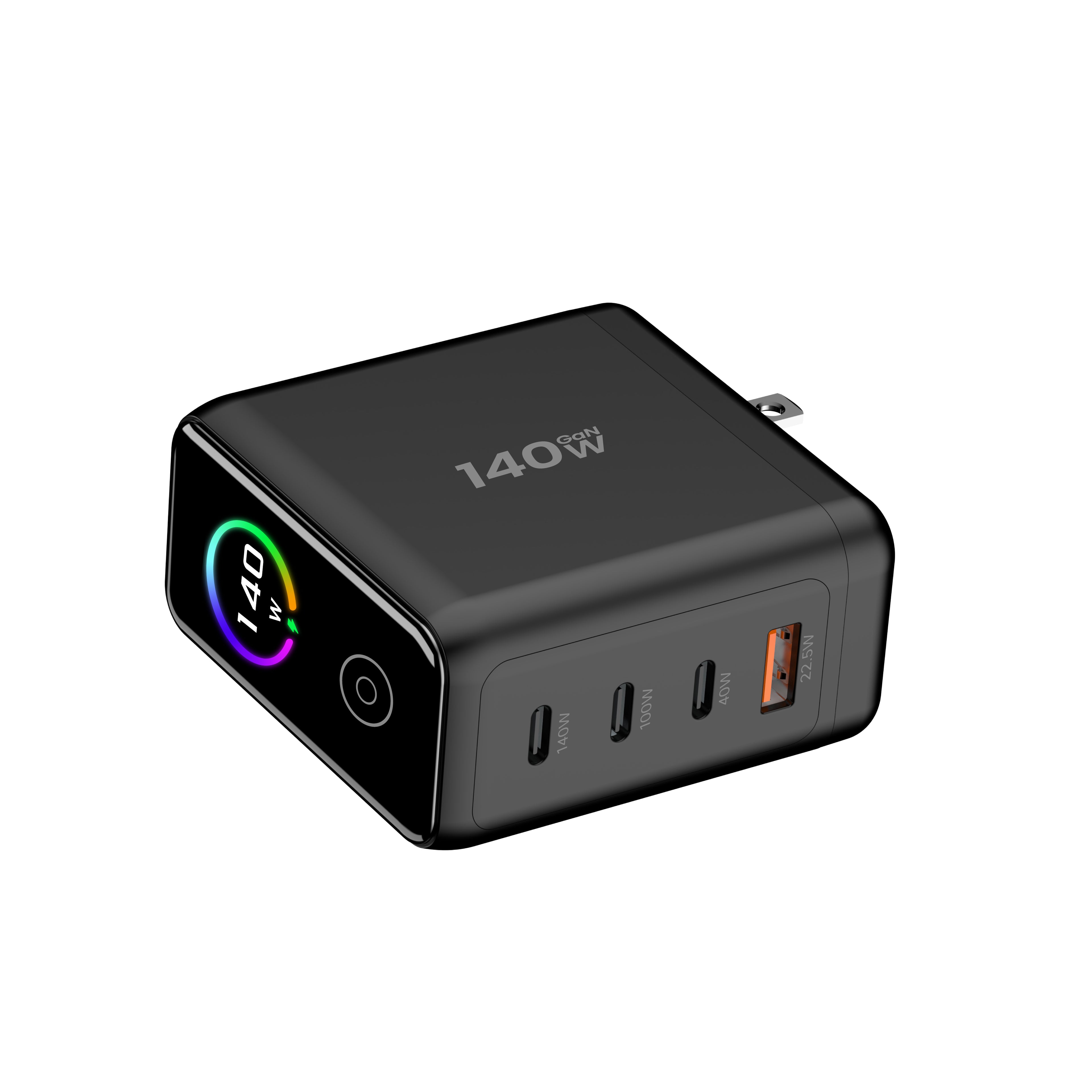140w GaN Charger (4 Port) w/HD Display & Travel Adaptors