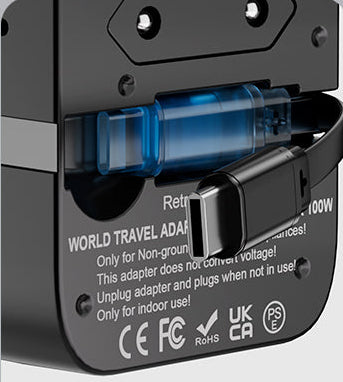 65W GaN Travel Adapter with Retractable USB-C Cable