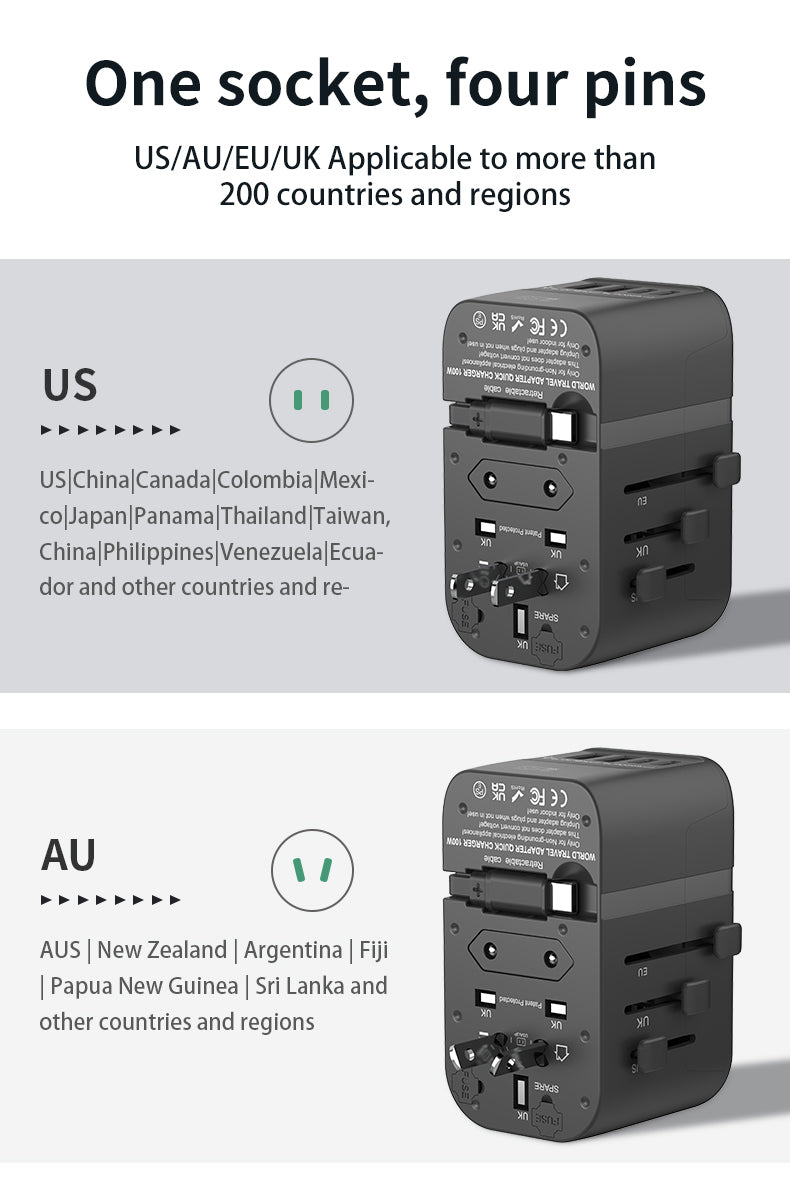 65W GaN Travel Adapter with Retractable USB-C Cable