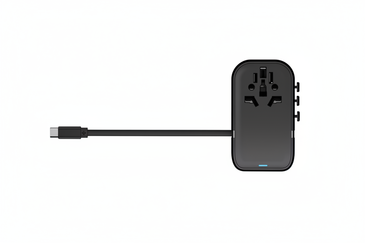 65W GaN Travel Adapter with Retractable USB-C Cable