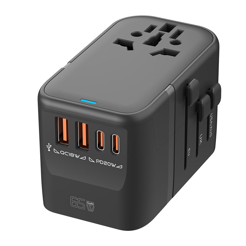 65W GaN Travel Adapter with Retractable USB-C Cable